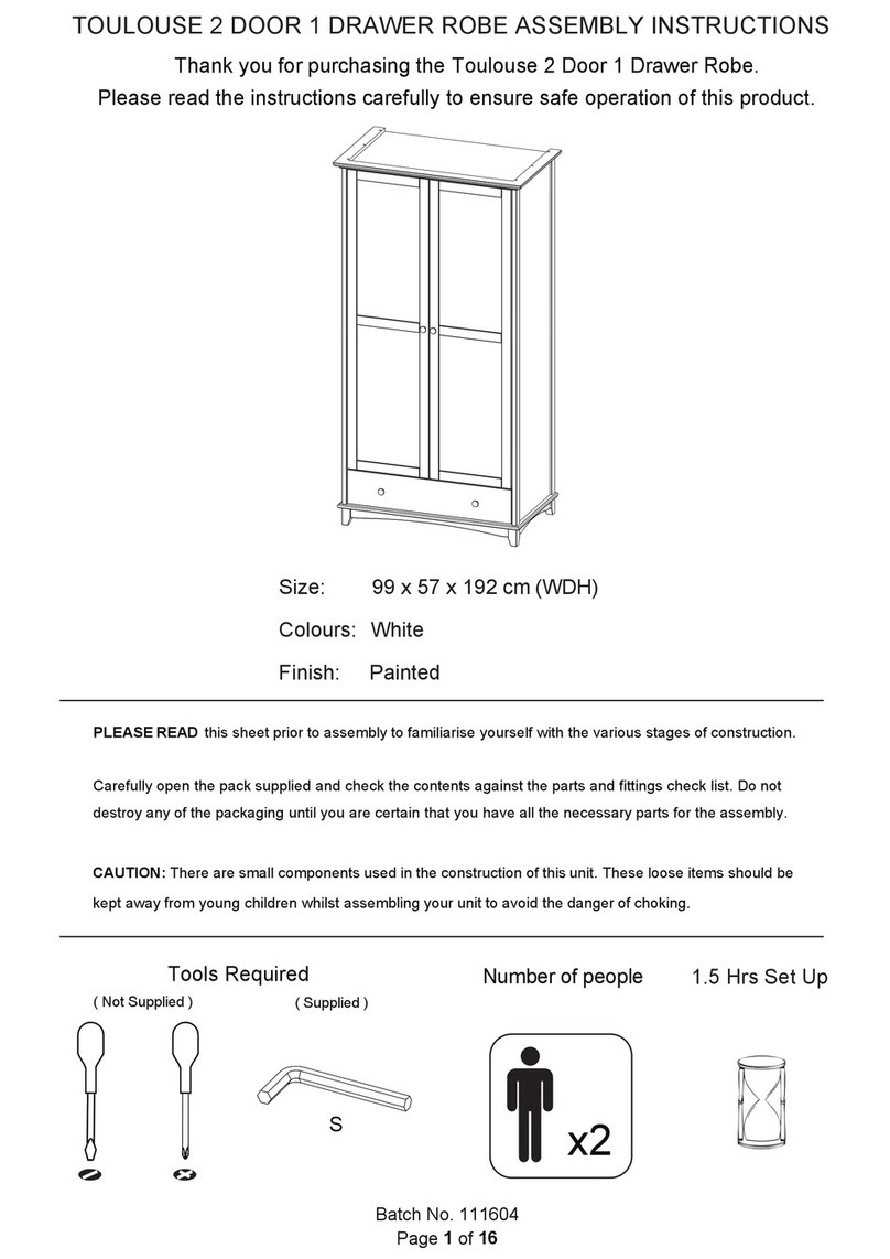 GFW TOULOUSE 2 DOOR 1 DRAWER ROBE User manual GFW TOULOUSE 2 DOOR 1 DRAWER ROBE User manual