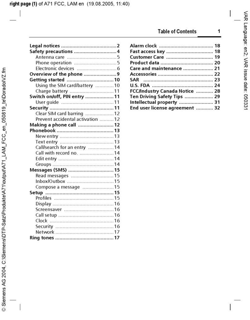 Siemens A71 User manual