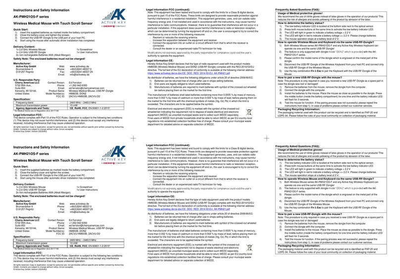 Cherry AKTIVE KEY AK-PMH21OS-F Series Instructions and Safety Information