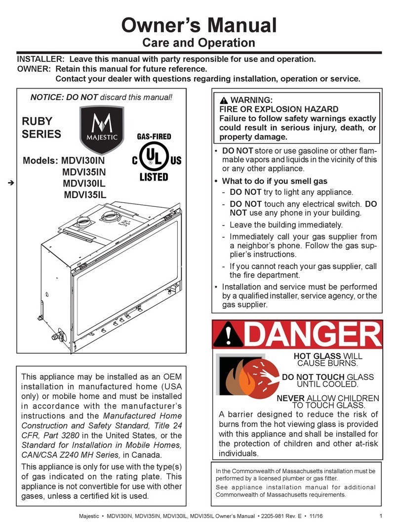 Majestic fireplaces MDVI30IL owner's manual