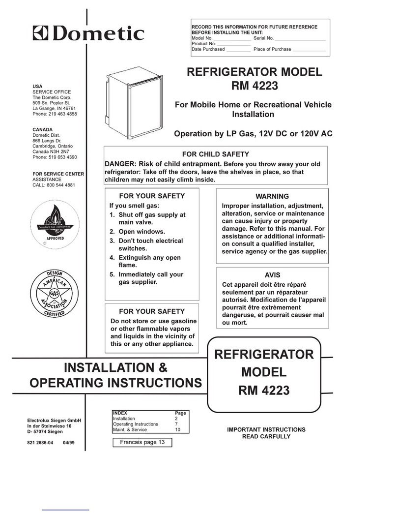 Dometic RM 4223 Installation & operating instructions