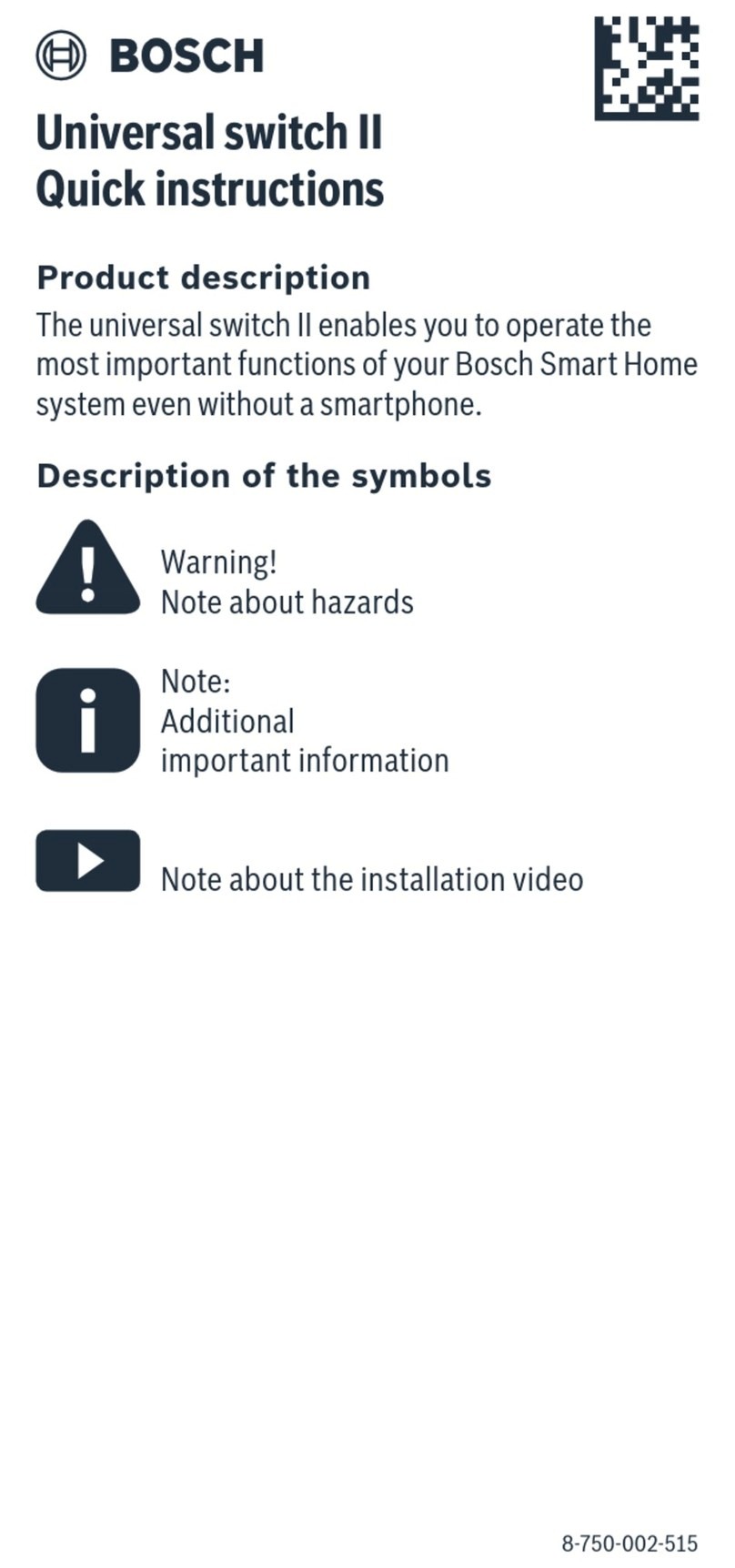 Bosch Universal switch II Operator's manual