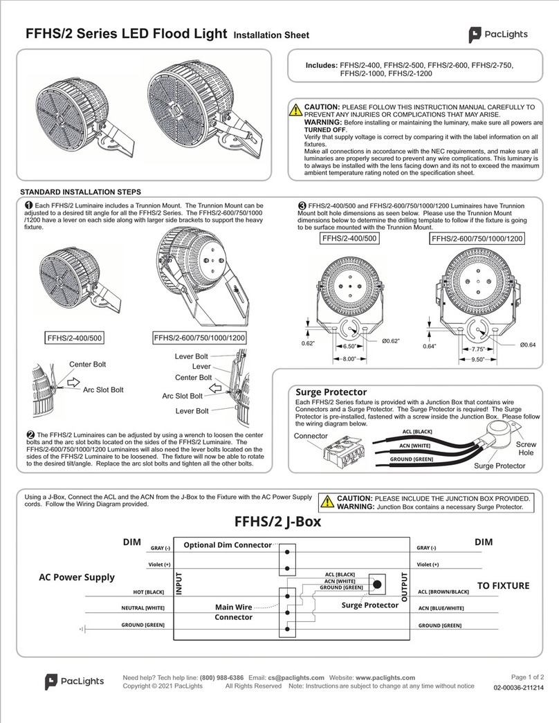 PacLights FFHS/2 Series Installation sheet