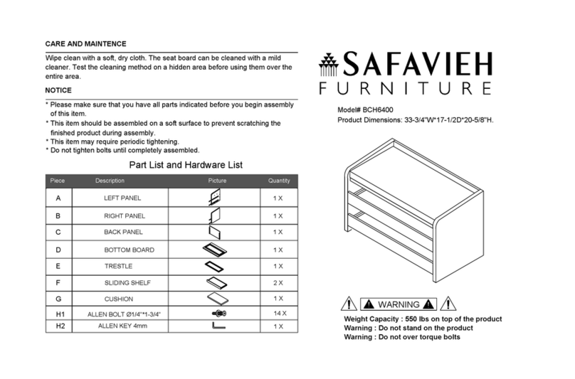 Safavieh BCH6400 quick start guide Safavieh BCH6400 quick start guide