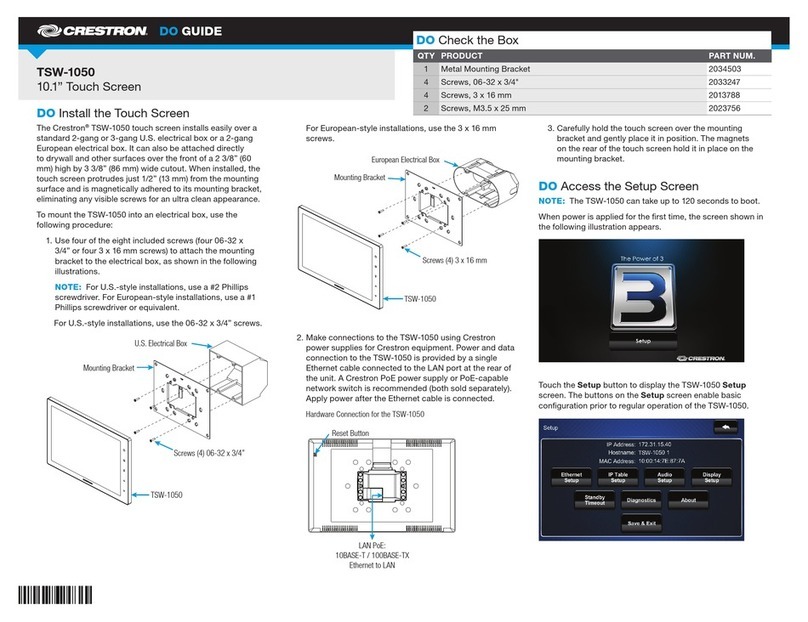 Crestron TSW-1050 Dimensional drawing