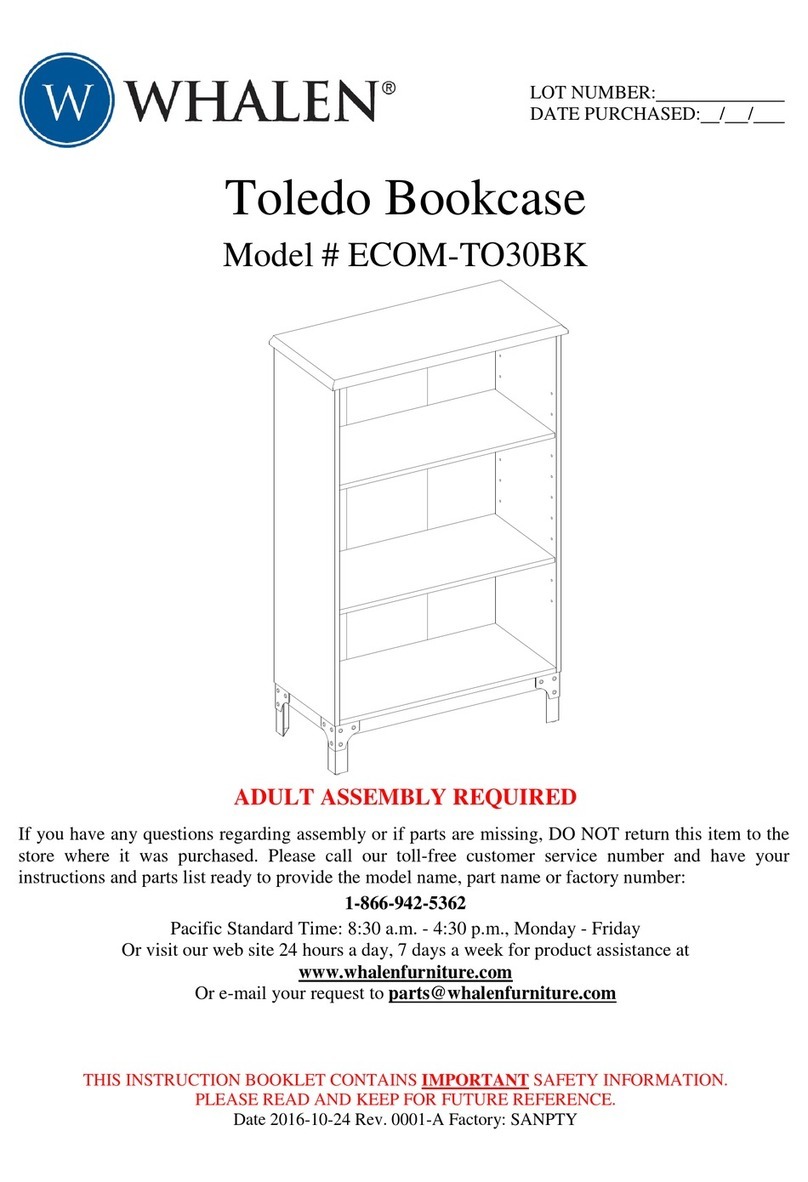 Whalen Toledo Bookcase ECOM-TO30BK User manual