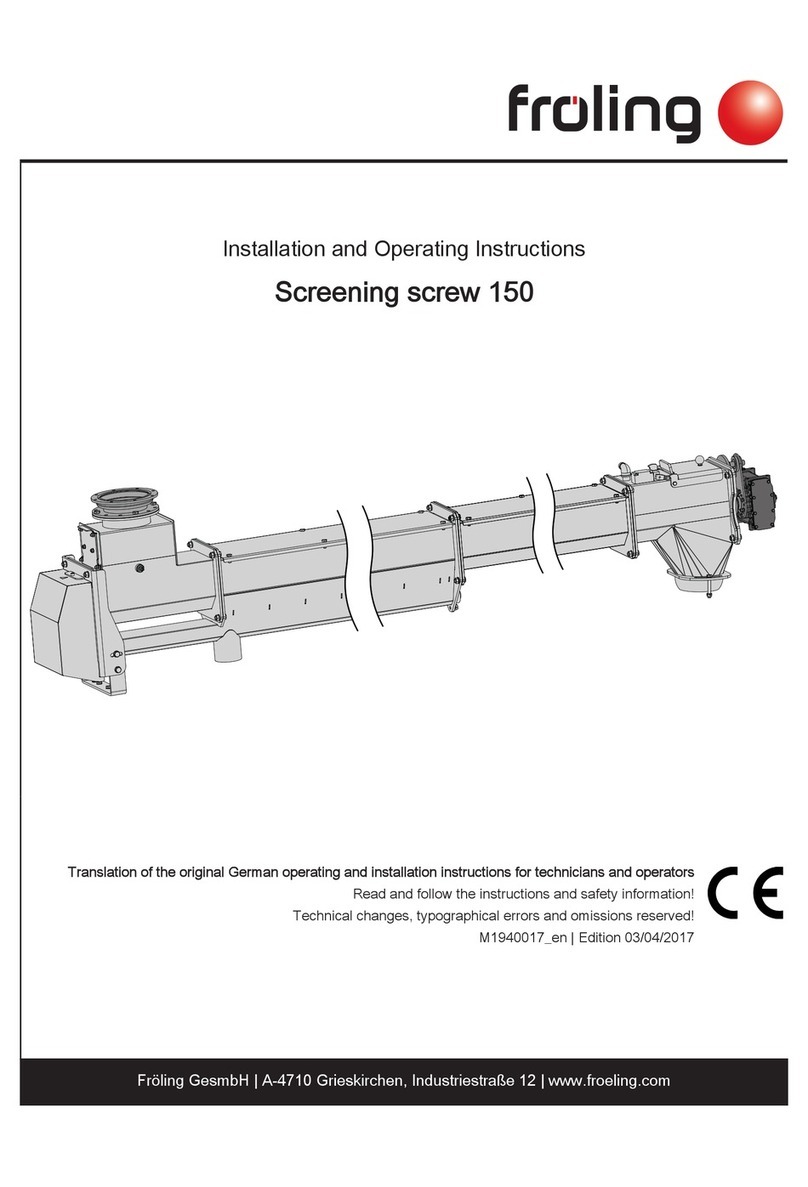 Fröling Screening screw 150 Installation and operating instructions