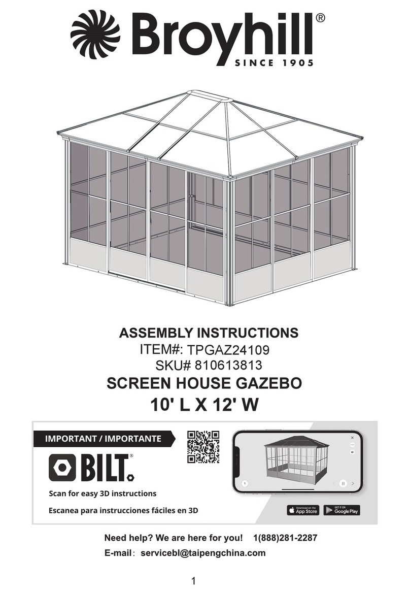 Broyhill SCREEN HOUSE GAZEBO 10 L X 12 W TPGAZ24109 User manual Broyhill SCREEN HOUSE GAZEBO 10 L X 12 W TPGAZ24109 User manual