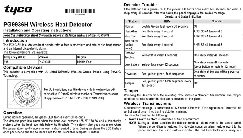 Tyco PowerG PG9936H Installation and operating instructions
