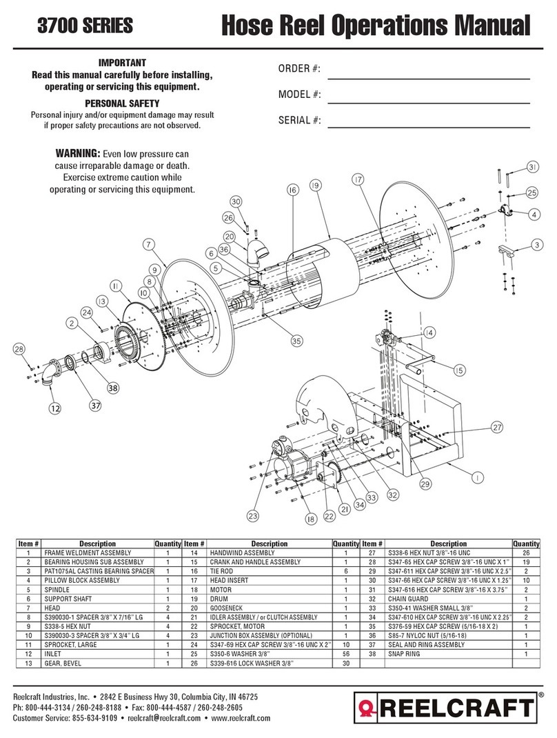 ReelCraft 3700 Series Operation manual