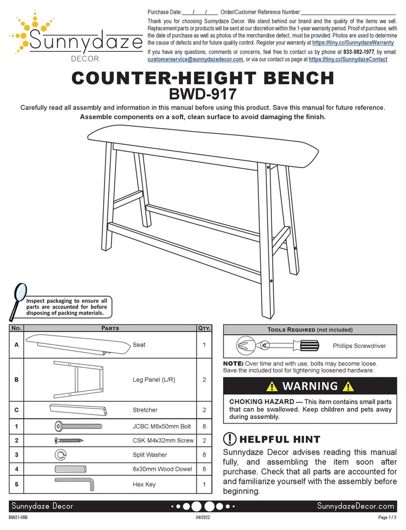 Sunnydaze Decor BWD-917 manual