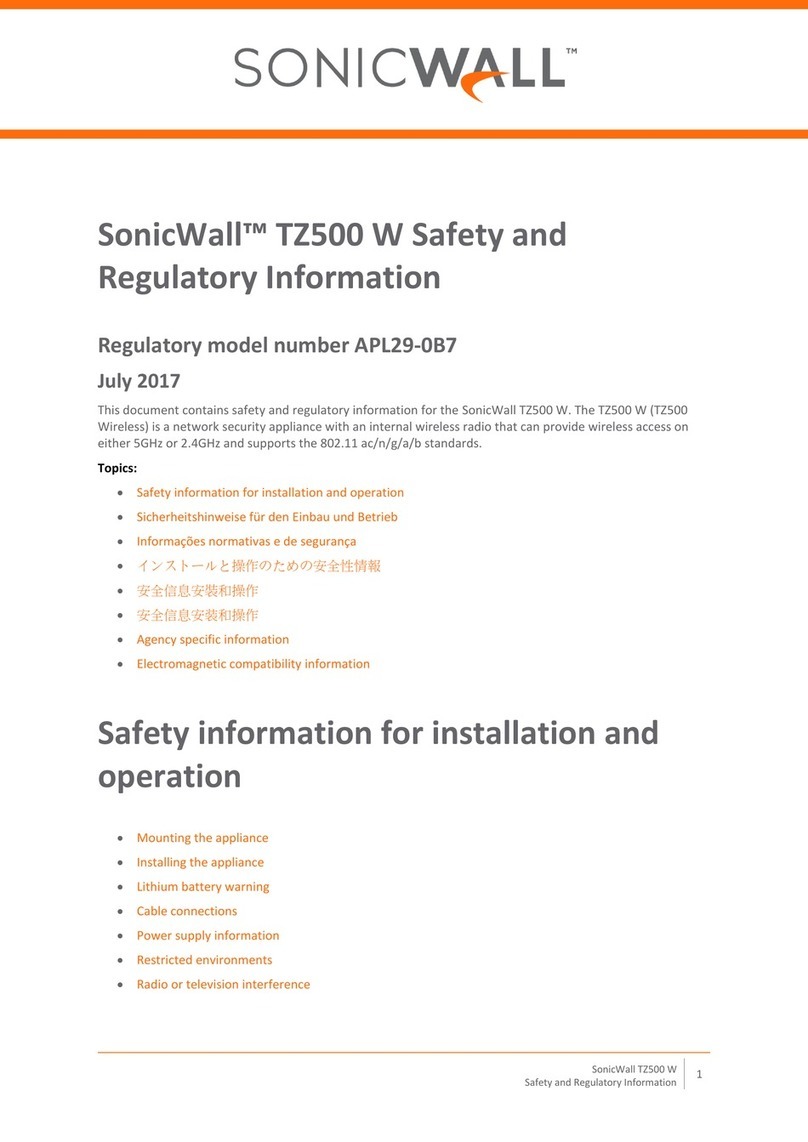 SonicWALL TZ500 W Owner's manual