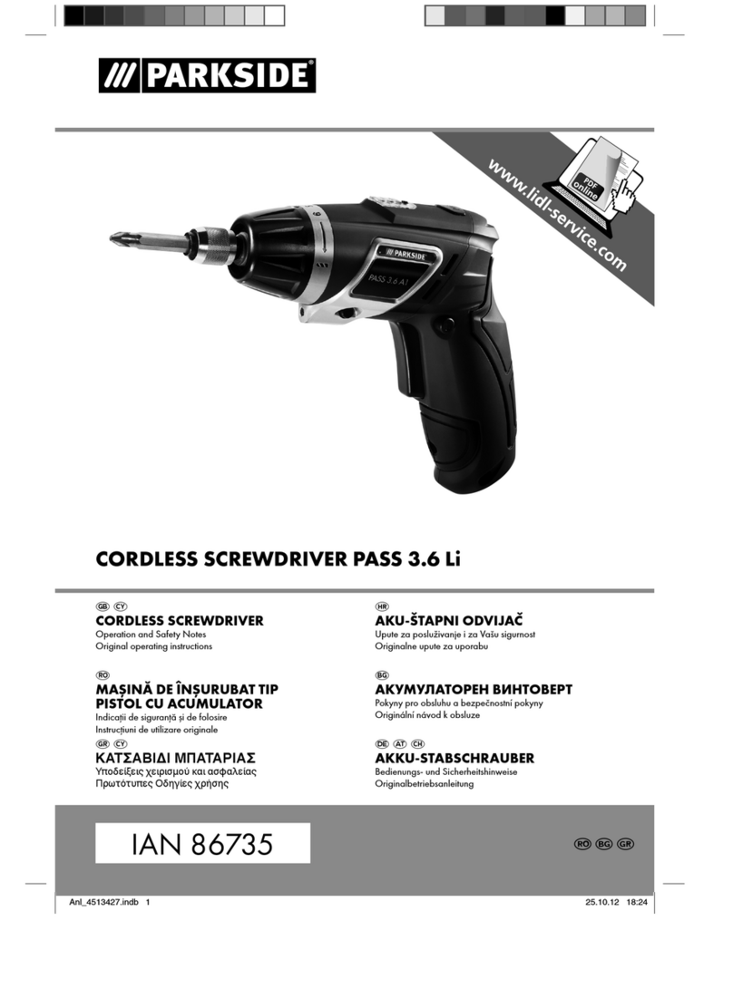 Parkside PASS 3.6 Li Operation and safety notes