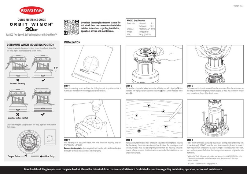 Ronstan ORBIT WINCH 30QT Quick reference guide Ronstan ORBIT WINCH 30QT Quick reference guide
