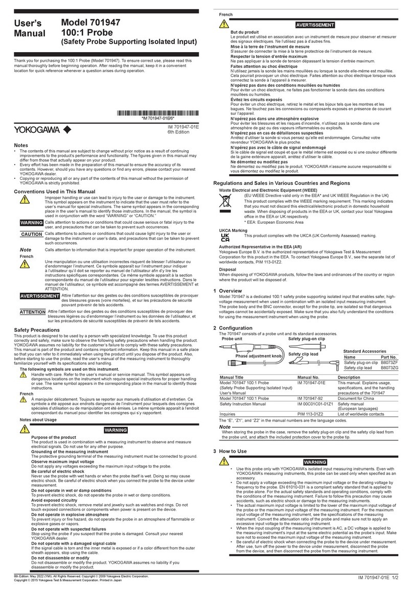 YOKOGAWA 701947 user manual