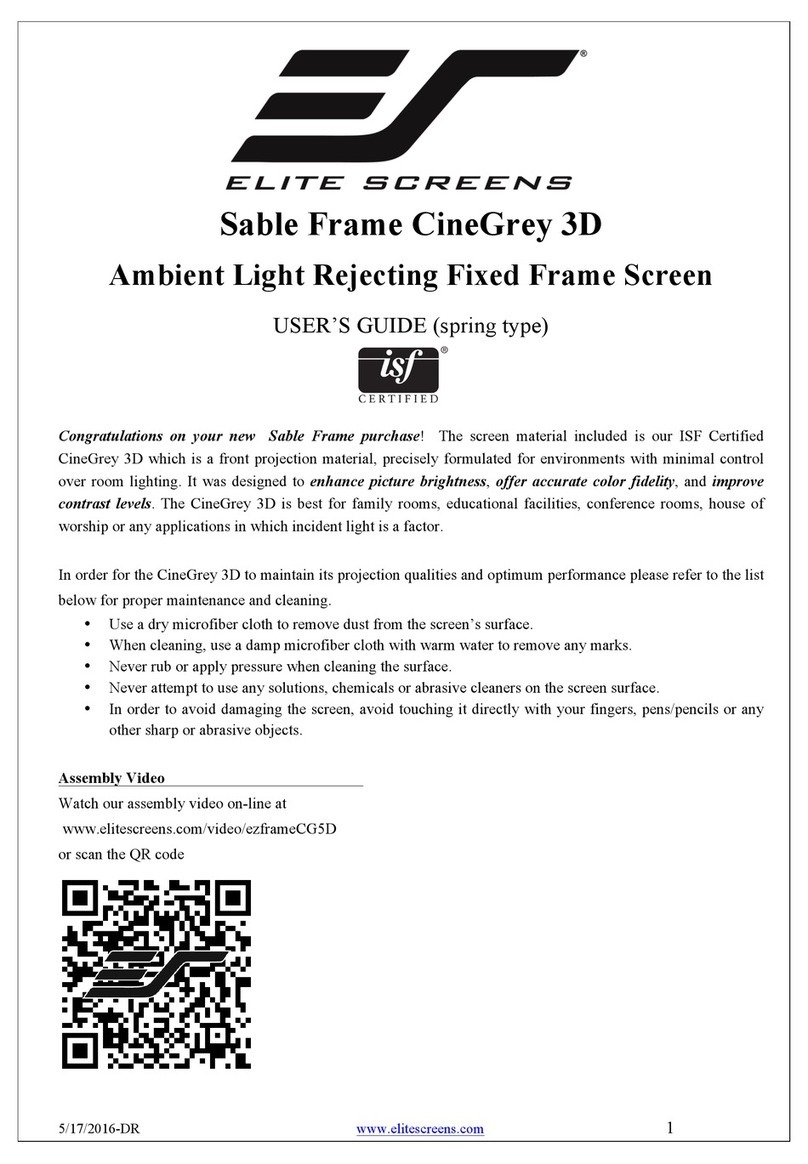 Elite Screens Sable Frame CineGrey 3D User manual Elite Screens Sable Frame CineGrey 3D User manual