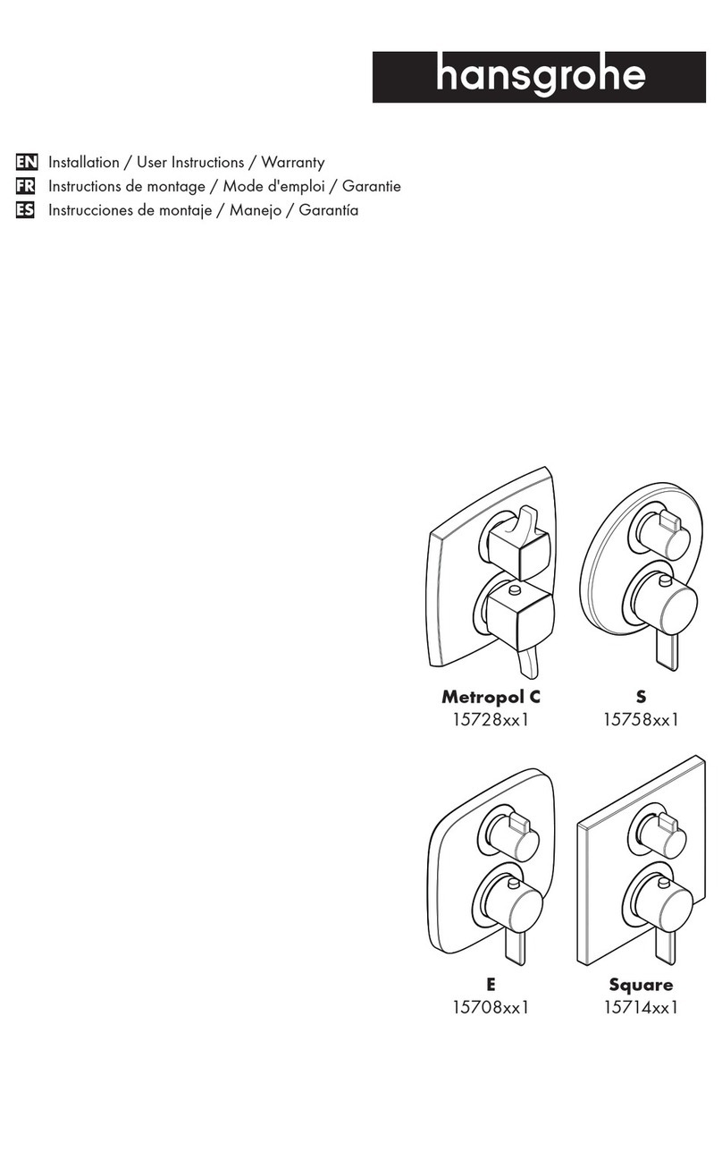 Hans Grohe Metropol C 15728 1 Series Installation/User Instructions/Warranty Hans Grohe Metropol C 15728 1 Series Installation/User Instructions/Warranty