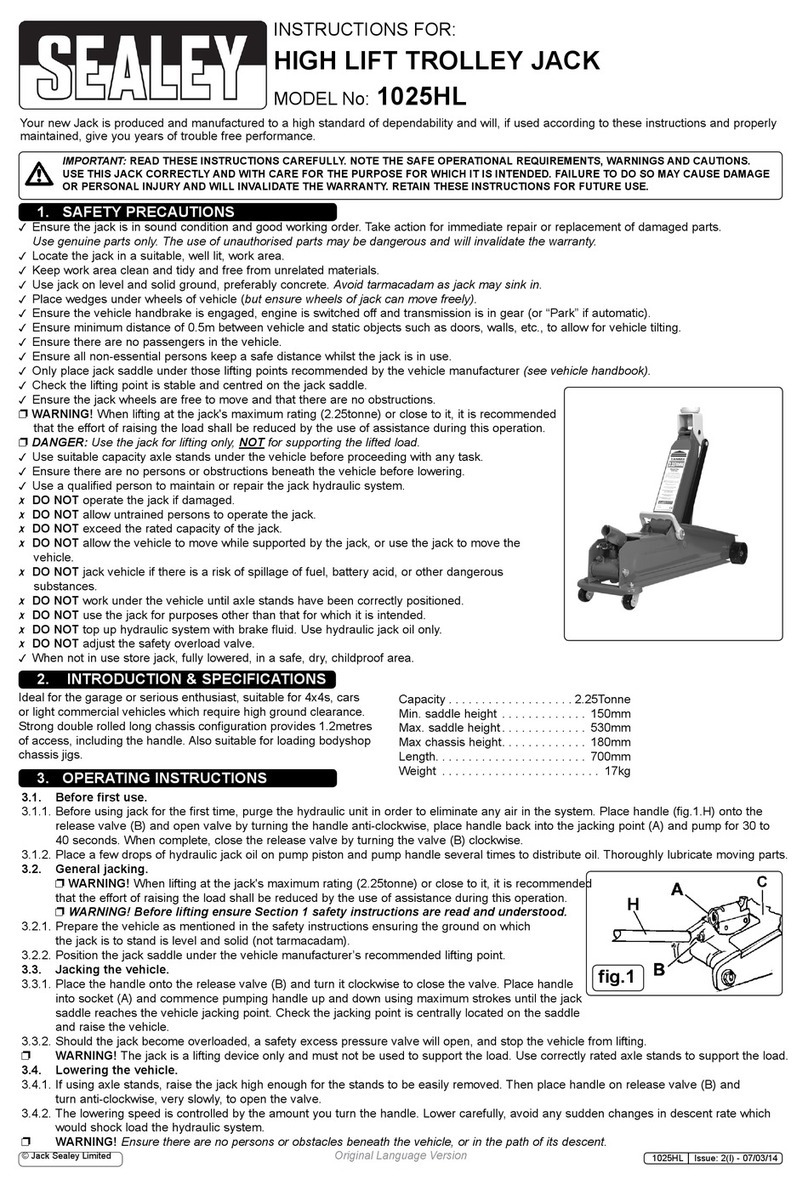 Sealey 1025HL User manual