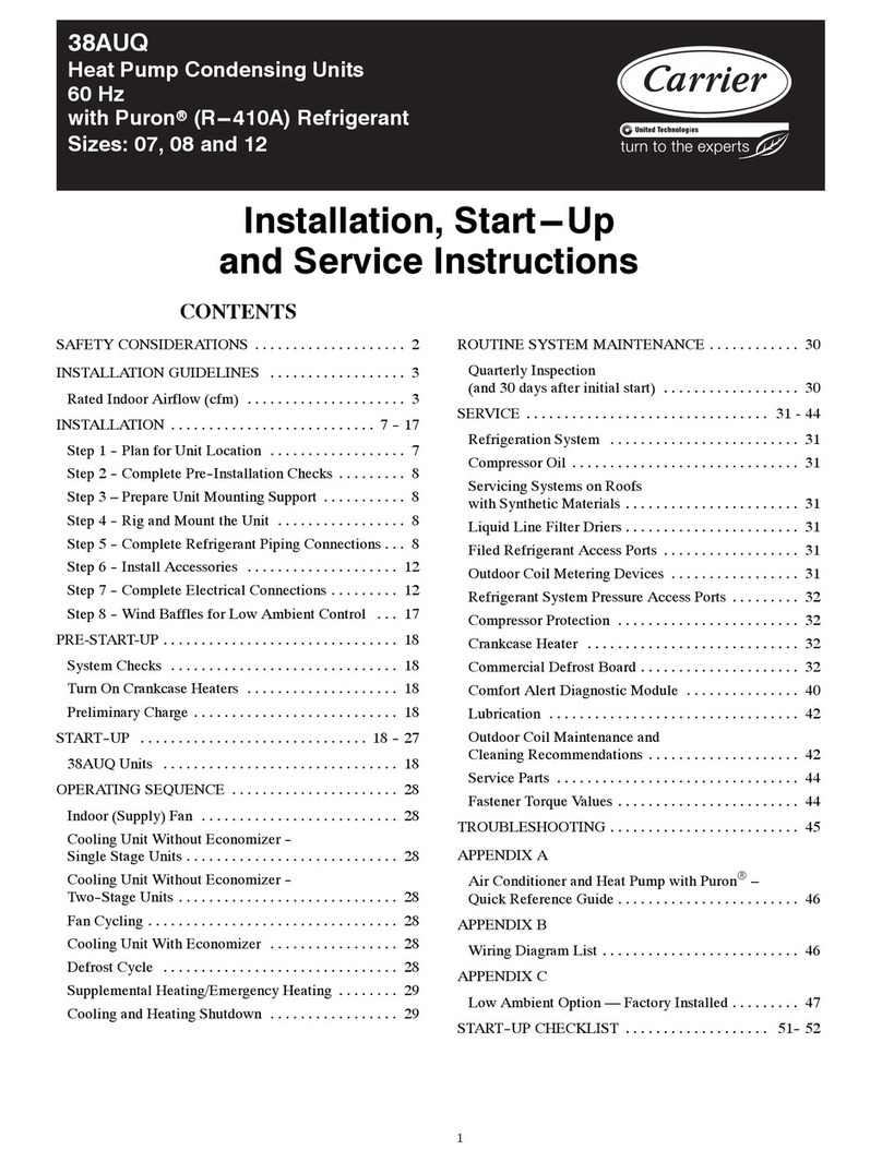 Carrier 38AUQA/B07 Installation and service instructions