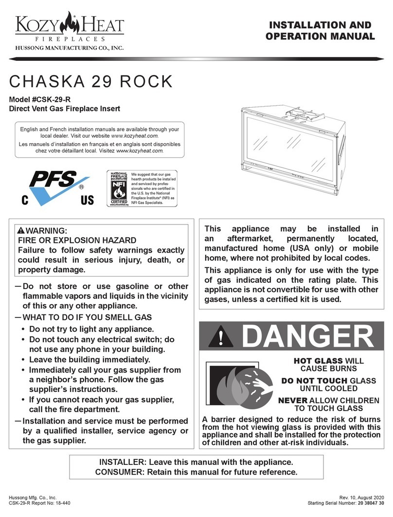 kozy heat CSK-29-R Installation and operation manual kozy heat CSK-29-R Installation and operation manual