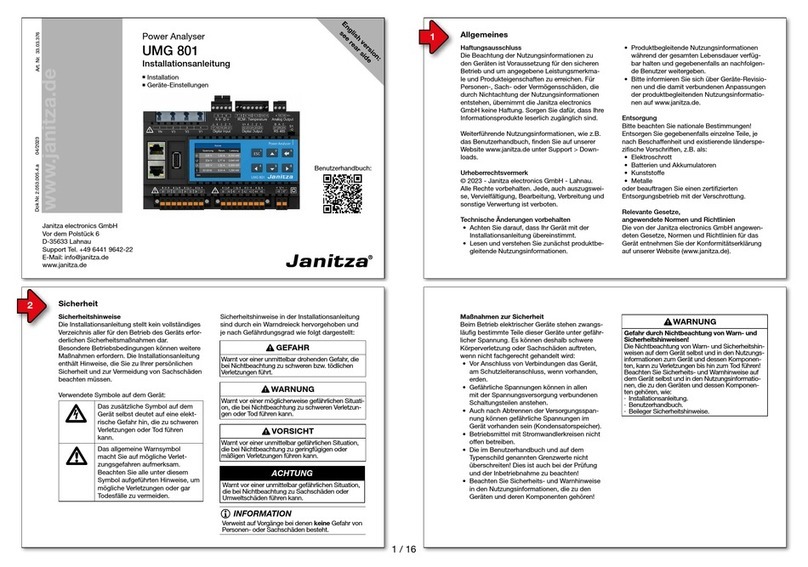 janitza UMG 801 User manual