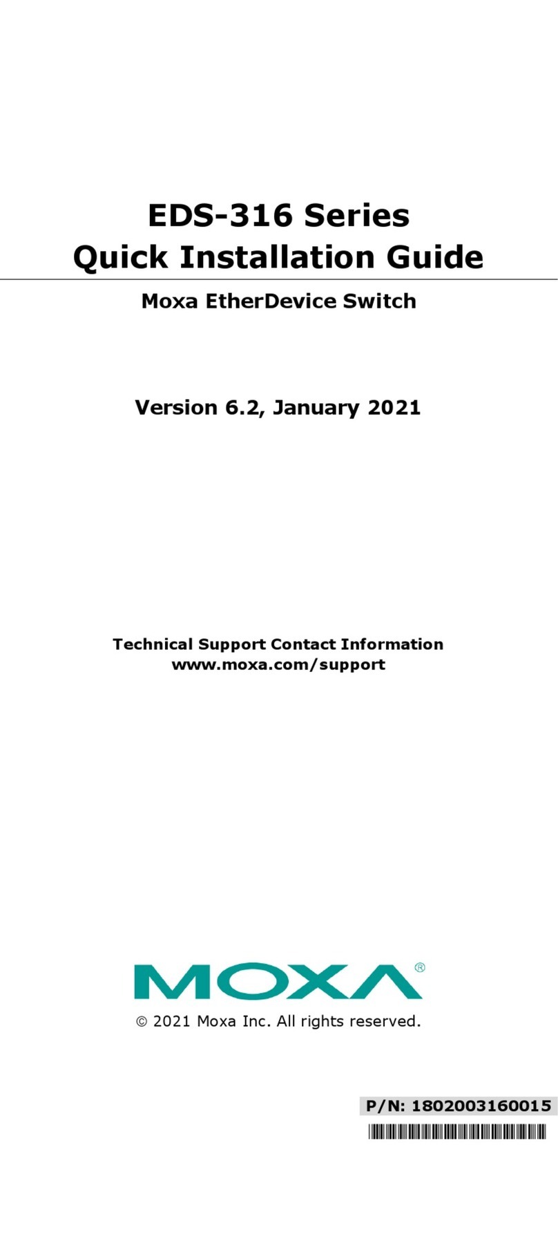 Moxa Technologies EDS-316 Series Quick installation guide