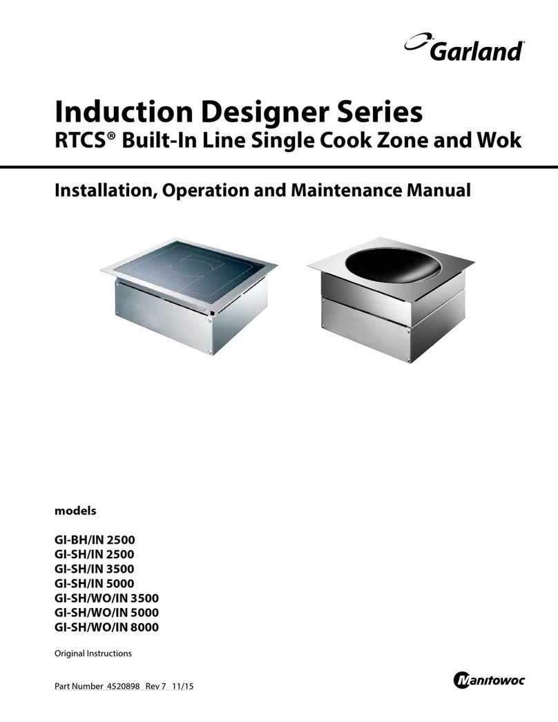 Manitowoc Garland Induction Designer Series Installation, operation and maintenance manual
