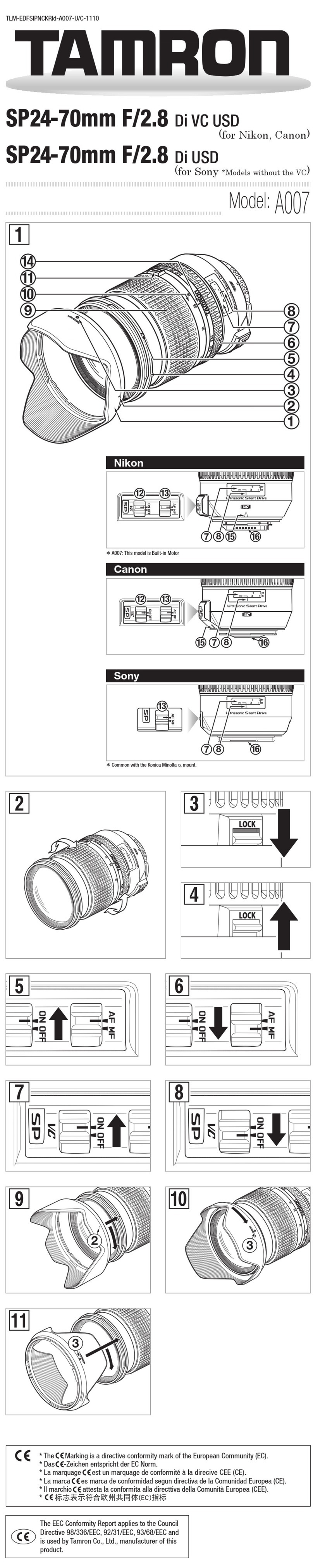 Tamron SP24-70mm F/2.8 Di VC USD User manual