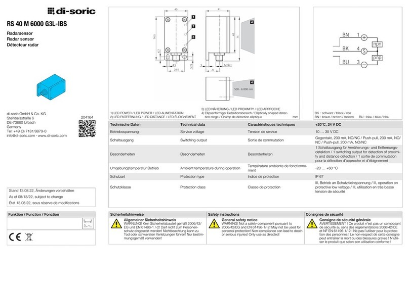 Di-soric RS 40 M 6000 G3L-IBS Safety instruction