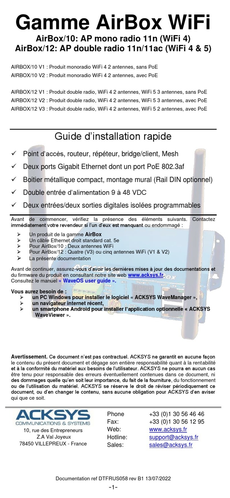 Acksys AirBox Series User manual