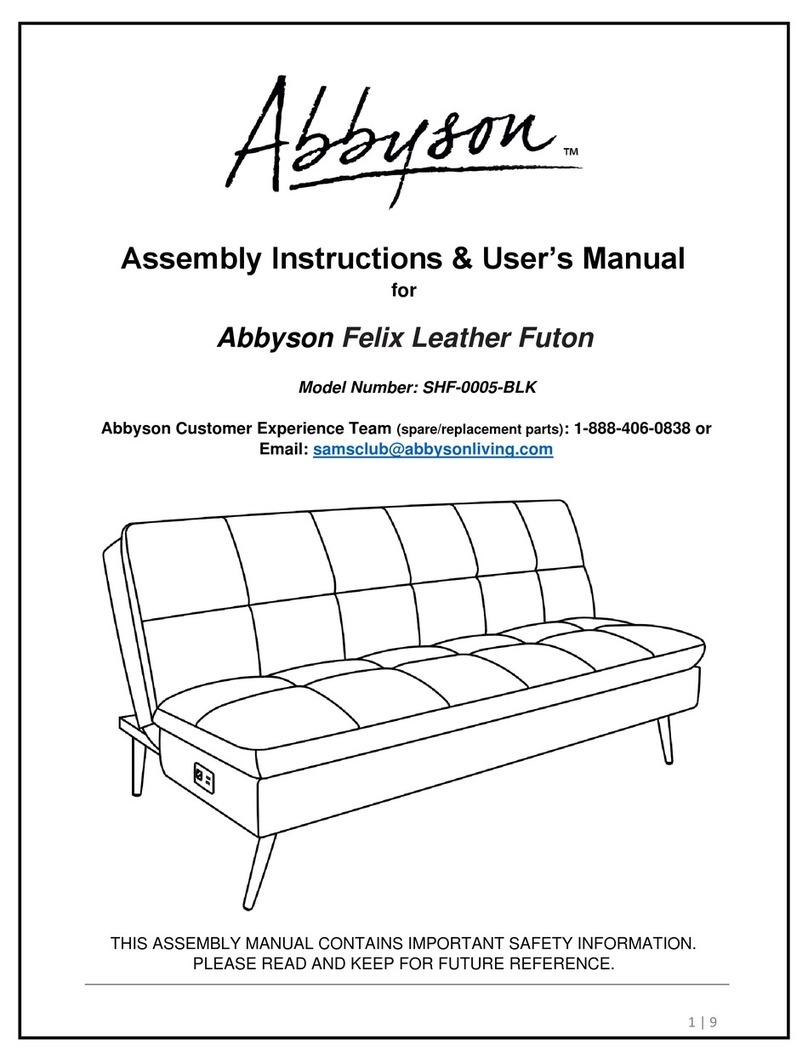 Abbyson Felix Leather Futon SHF-0005-BLK Assembly instructions & user manual