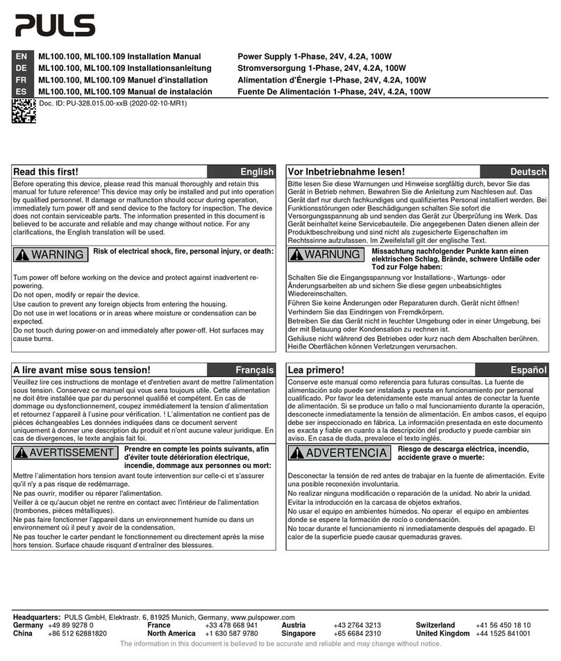 Puls ML100.100 installation manual