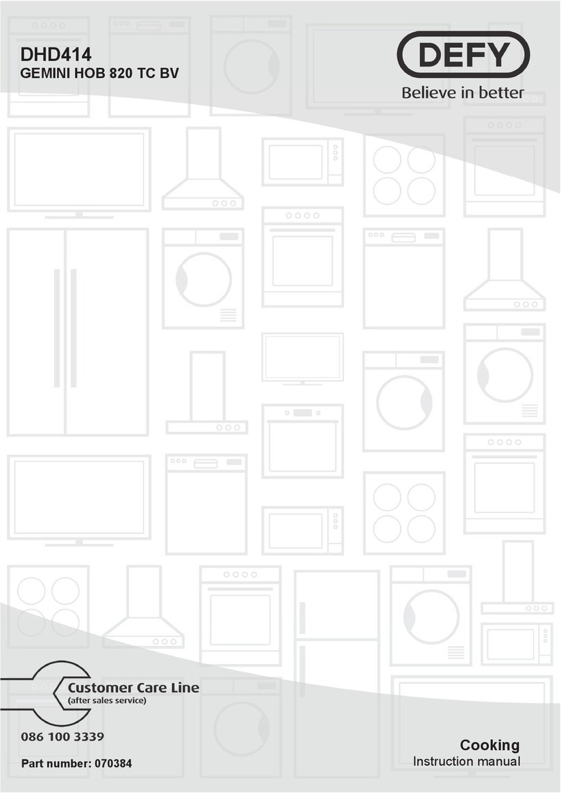 Defy GEMINI HOB 820 TC BV User manual Defy GEMINI HOB 820 TC BV User manual