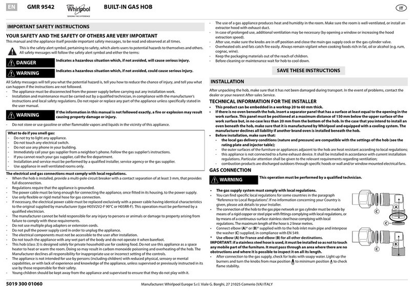Whirlpool GMR 9542 User manual Whirlpool GMR 9542 User manual