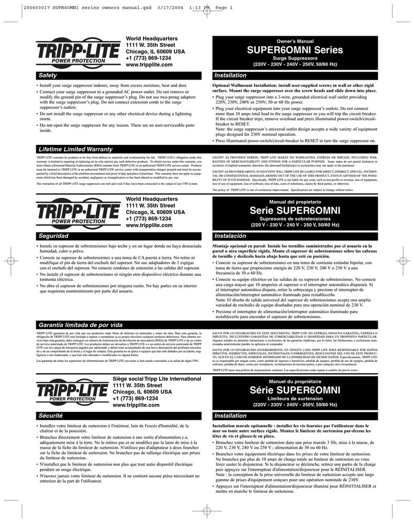 Tripp Lite SUPR6OMNI Series User manual Tripp Lite SUPR6OMNI Series User manual