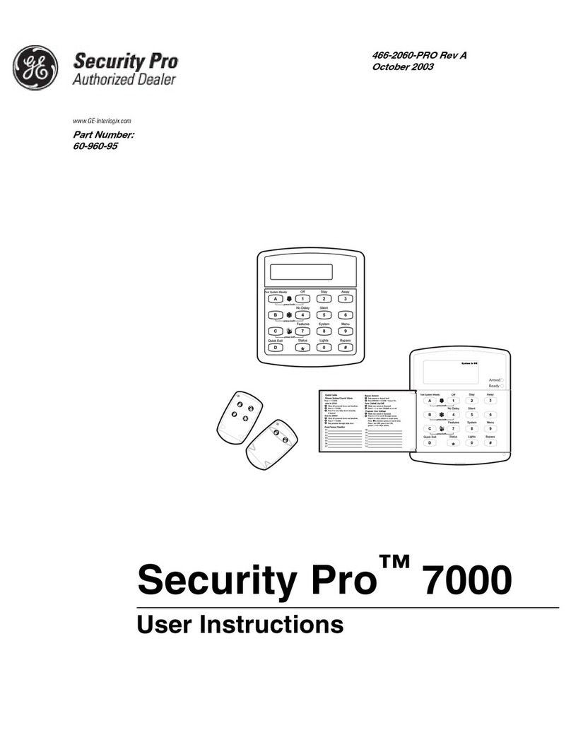 GE Security Pro 7000 User instructions GE Security Pro 7000 User instructions