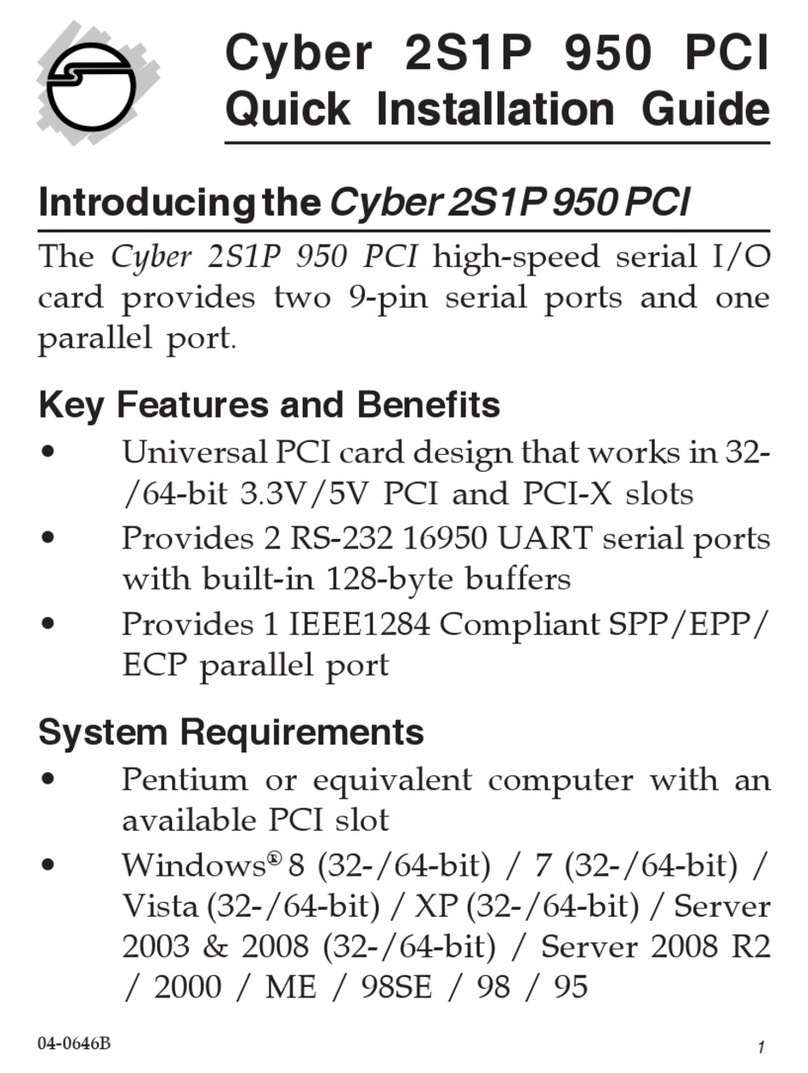 SIIG Cyber 2S1P 950 PCI User manual
