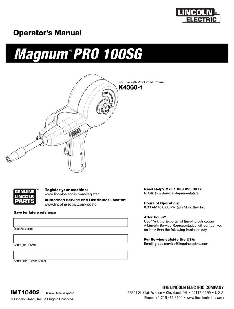 Lincoln Electric Magnum PRO 100SG Operator's manual Lincoln Electric Magnum PRO 100SG Operator's manual