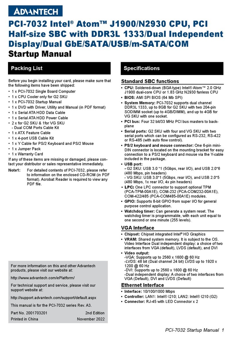 Advantech PCI-7032 Startup manual