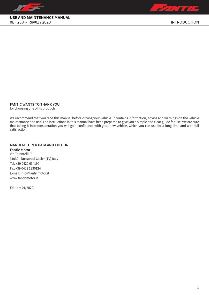 Fantic XEF 250 Use and maintenance manual