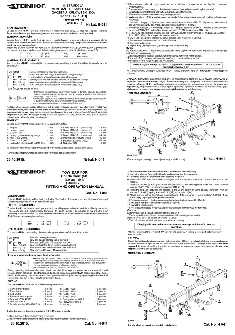 Steinhof H-041 Parts list manual