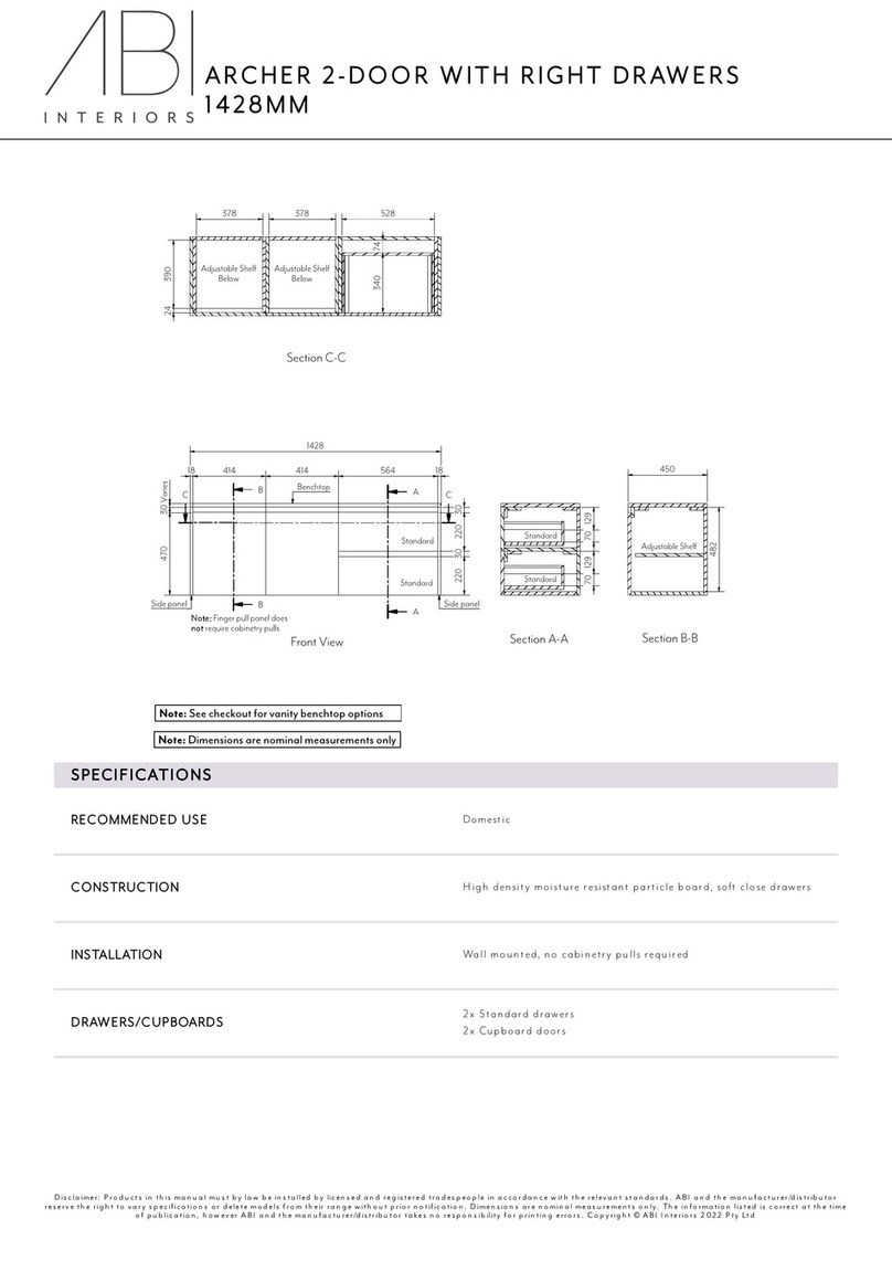 ABI INTERIORS ARCHER 2-DOOR WITH RIGHT DRAWERS 1428 MM manual
