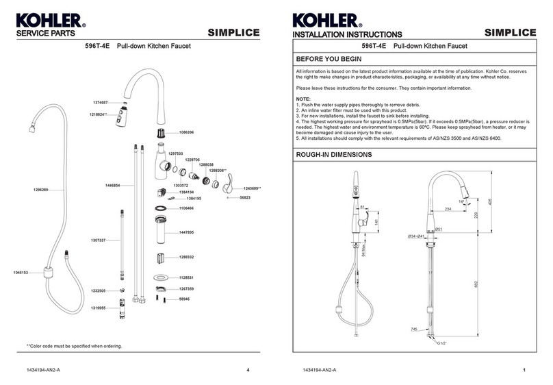 Kohler SIMPLICE 596T-4E installation instructions