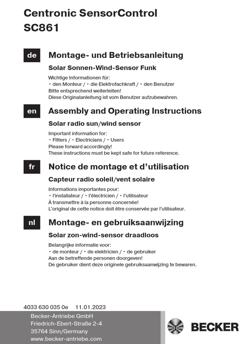 Becker Centronic SensorControl SC861 Assembly and operating instructions Becker Centronic SensorControl SC861 Assembly and operating instructions