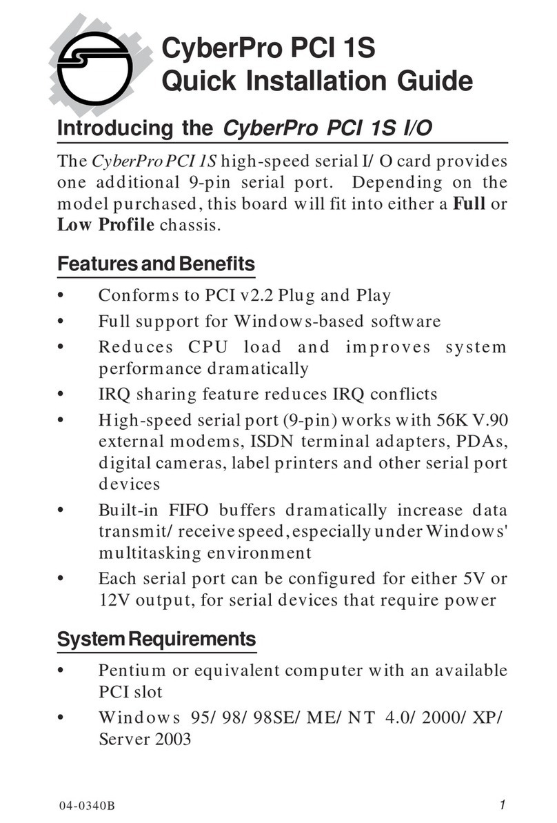 SIIG CyberPro PCI 1S User manual