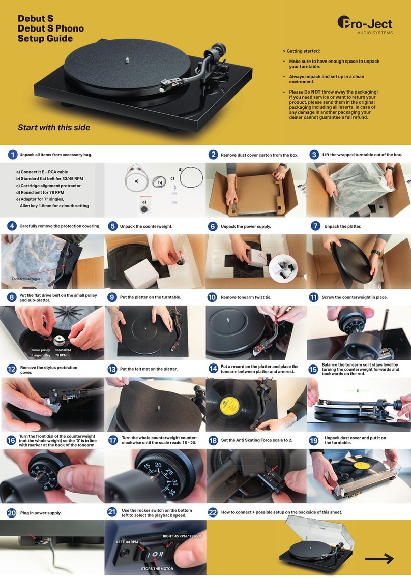 Pro-Ject Audio Systems Debut S User manual Pro-Ject Audio Systems Debut S User manual