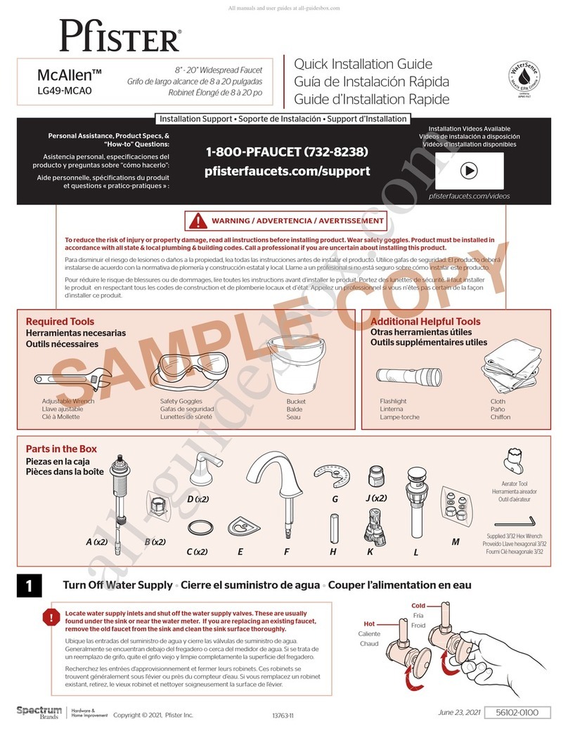 Spectrum Brands Pfister McAllen LG49-MCA0 Quick installation guide Spectrum Brands Pfister McAllen LG49-MCA0 Quick installation guide