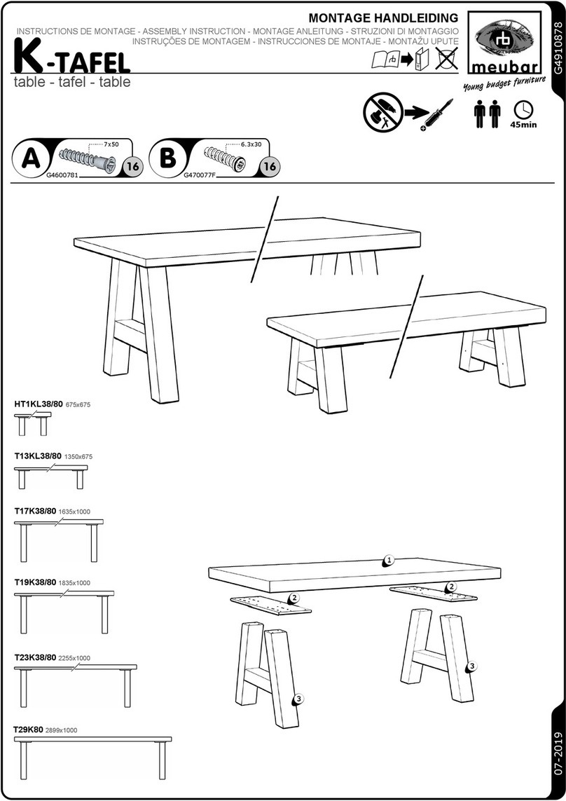 meubar K-TAFEL HT1KL38 Assembly instruction meubar K-TAFEL HT1KL38 Assembly instruction