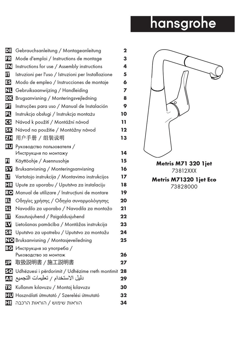 Hans Grohe Metris M71 320 1jet 73812 Series Instructions for use/assembly instructions Hans Grohe Metris M71 320 1jet 73812 Series Instructions for use/assembly instructions