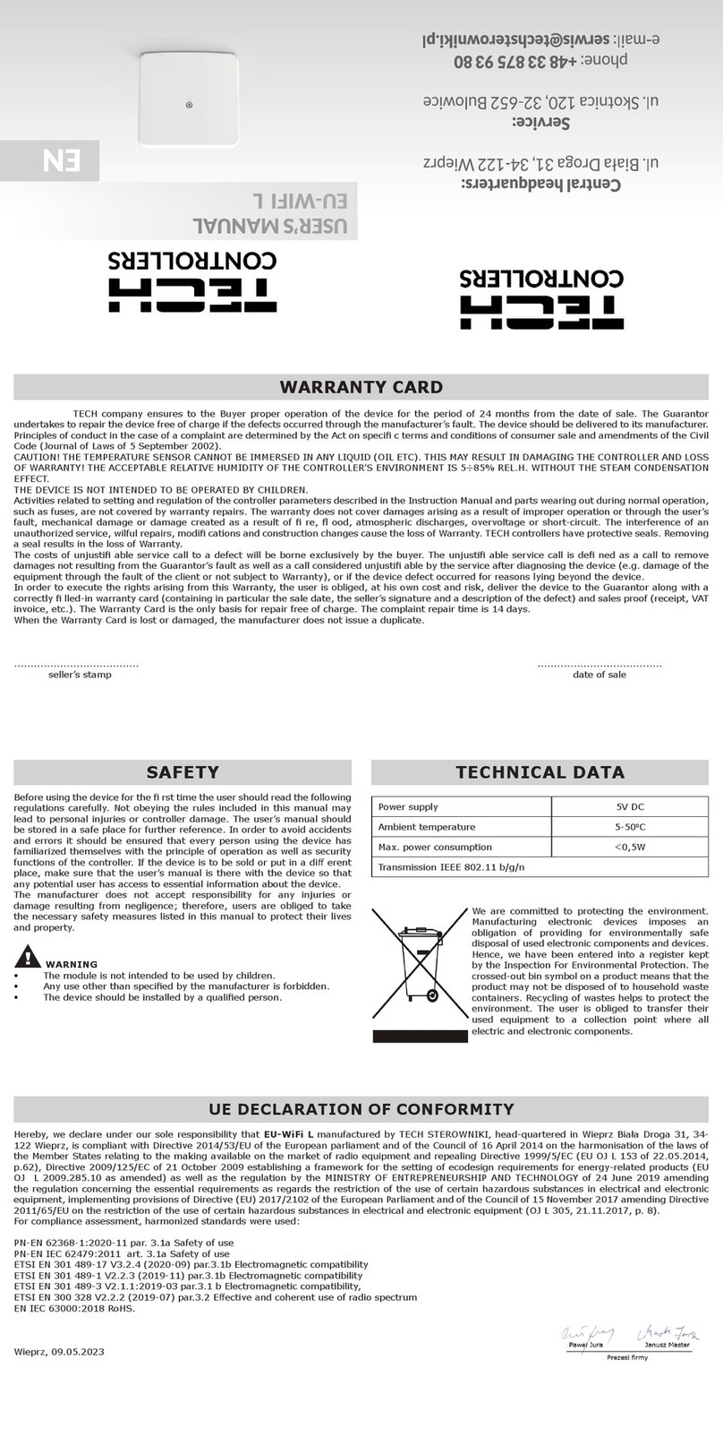 Tech Controllers EU-WIFI L User manual